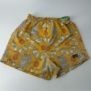 Patagonia | Kids Swim Trunks - Yellow with Animal Print